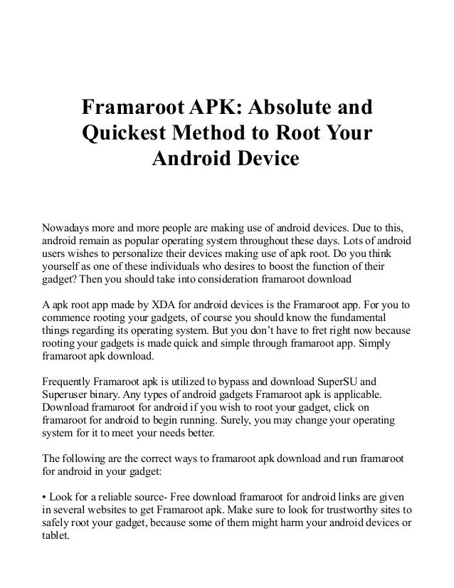 FRAMAROOT APK SCARICA